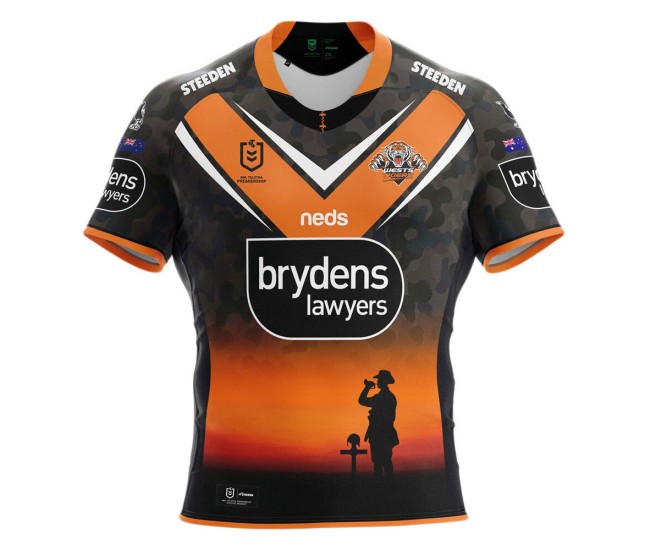 Wests Tigers Mens ANZAC Rugby Jersey 2021