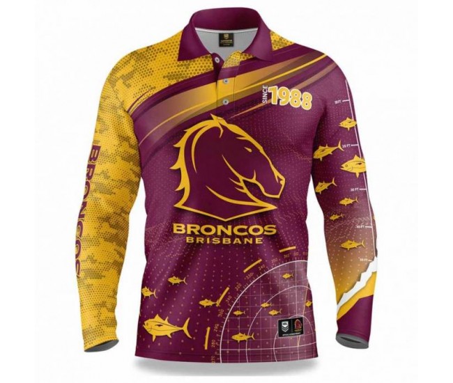 Brisbane Broncos Mens Fishfinder Fishing Rugby Shirt 2022
