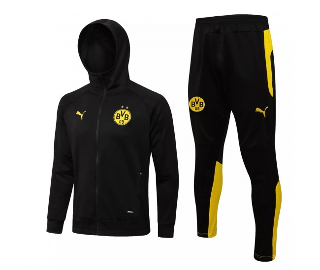 2021-22 BVB Borussia Dortmund Black Hooded Presentation Soccer Tracksuit 2021-22 BVB Borussia Dortmund Black Hooded Presentation Soccer Tracksuit