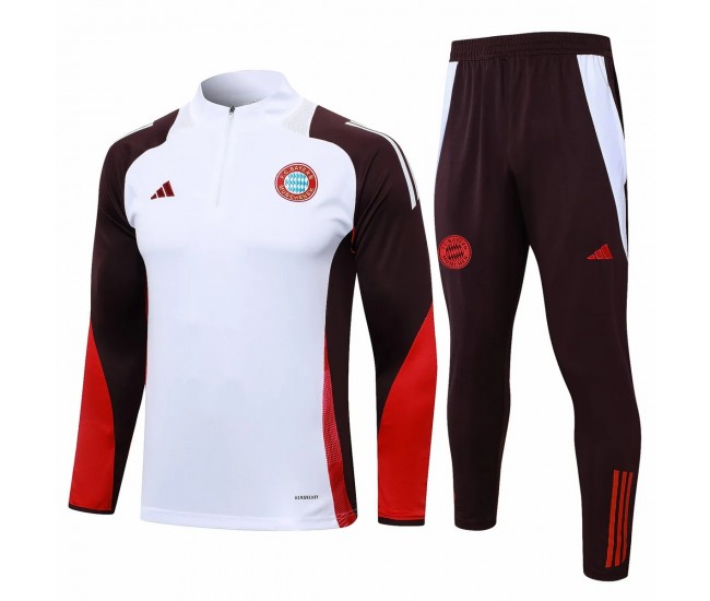 Bayern Munich Mens White Training Technical Football Tracksuit 2024-25