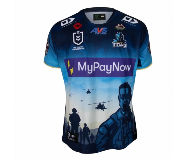 Gold Coast Titans Mens Anzac Rugby Jersey 2023