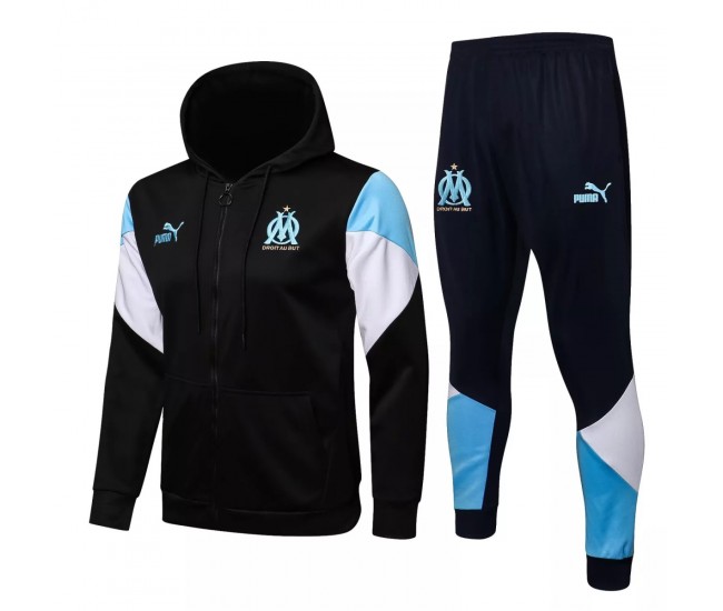 2021-22 Olympique Marseille Black Hooded Presentation Soccer Tracksuit 2021-22 Olympique Marseille Black Hooded Presentation Soccer Tracksuit