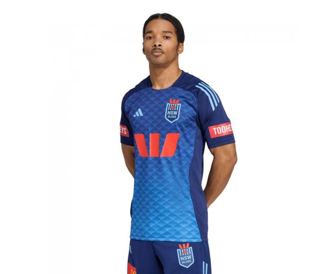 NSW Blues State of Origin Mens Perfromance Training Rugby Tee 2025