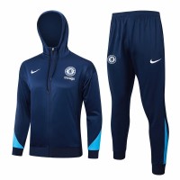 24-25 Chelsea Mens Navy Training Hooded Presentation Tracksuit