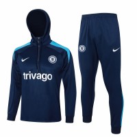 24-25 Chelsea Mens Navy Training Hooded Technical Tracksuit