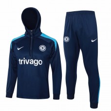 24-25 Chelsea Mens Navy Training Hooded Technical Tracksuit