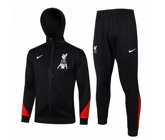 24-25 Liverpool FC Mens Black Training Hooded Presentation Tracksuit