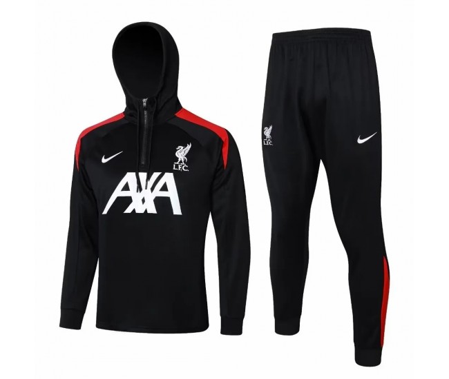 24-25 Liverpool FC Mens Black Training Hooded Technical Tracksuit