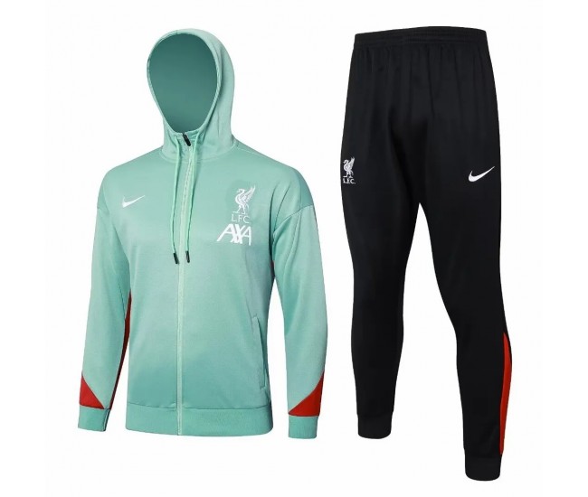 24-25 Liverpool FC Mens Green Training Hooded Presentation Tracksuit