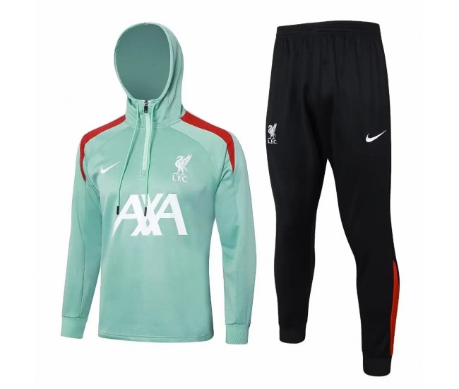 24-25 Liverpool FC Mens Green Training Hooded Technical Tracksuit