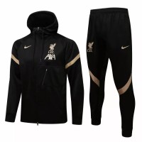 2021-22 Liverpool FC Black Hooded Presentation Football Tracksuit