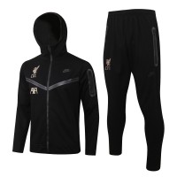 2021-22 Liverpool Hoodie Presentation Tracksuit Black