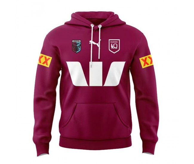 QLD Maroons Mens Team Rugby Hoodie 2024 Red