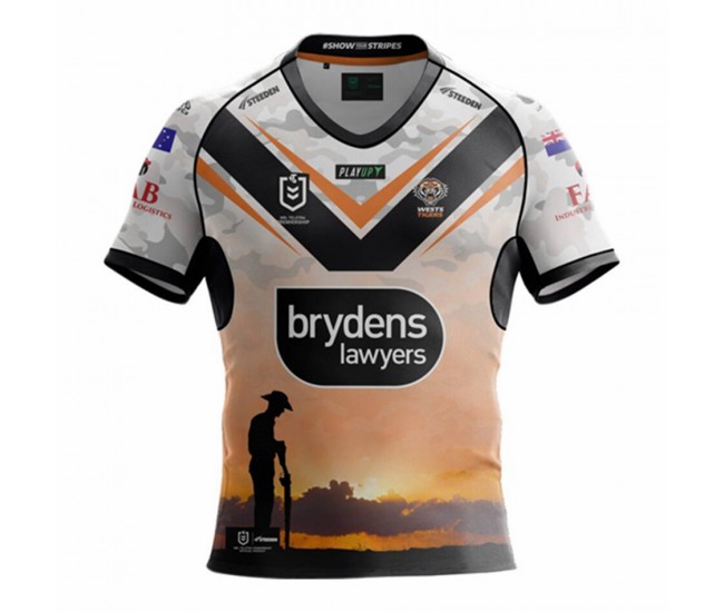 Wests Tigers Mens ANZAC Rugby Jersey 2023
