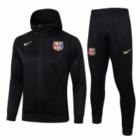 24-25 FC Barcelona Mens Black Hooded Presentation Tracksuit