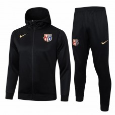 24-25 FC Barcelona Mens Black Hooded Presentation Tracksuit