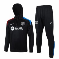 24-25 FC Barcelona Mens Black Hooded Technical Tracksuit