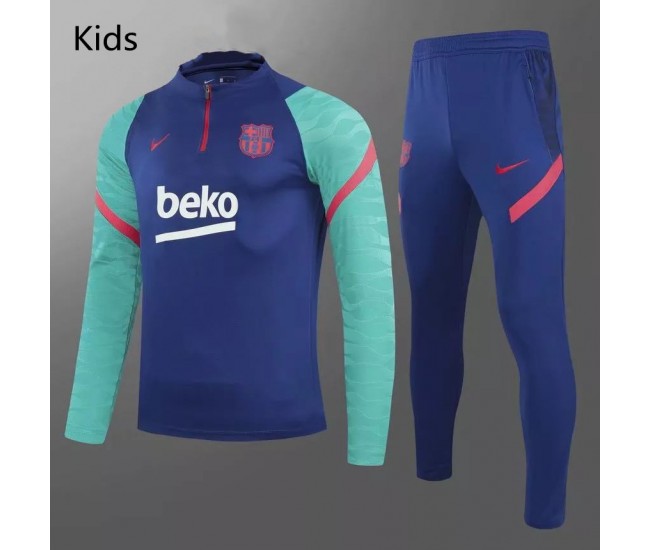 FC Barcelona Football Training Technical Tracksuit Blue Kids 2021 2022 FC Barcelona Football Training Technical Tracksuit Blue Kids 2021 2022