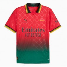 24-25 AC Milan x OFF-WHITE Mens Red-Power Green Soccer Jersey