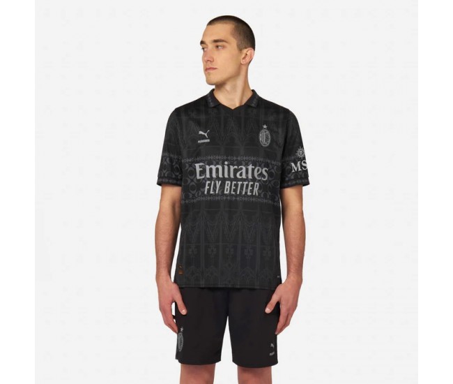 23-24 AC Milan X Pleasures Mens Dark Authentic Soccer Jersey 