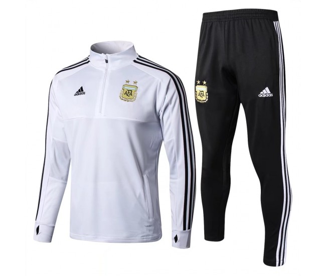 Argentina White/Black Training  Soccer Tracksuit 2018/19