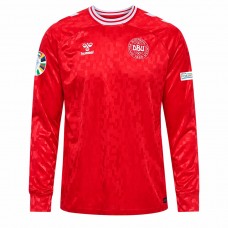 Euro 2024 Denmark Mens Home Long Sleeve Jersey