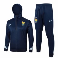 24-25 France National Team Mens Navy Training Hooded Presentation Football Tracksuit