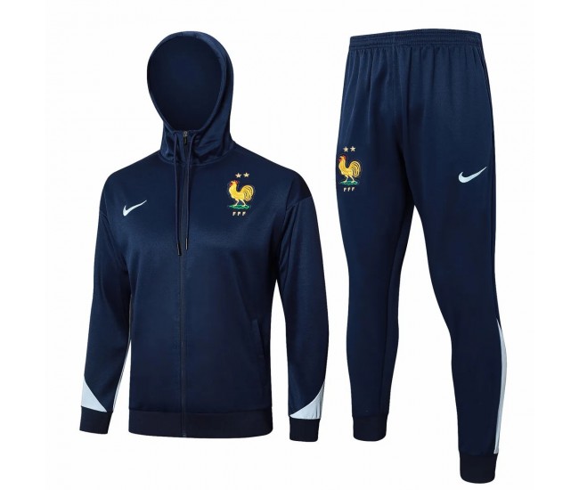 24-25 France National Team Mens Navy Training Hooded Presentation Football Tracksuit