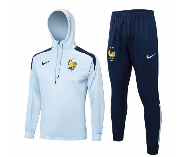 24-25 France National Team Mens White Training Hooded Technical Tracksuit 24-25 France National Team Mens White Training Hooded Technical Tracksuit