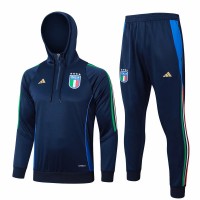 24-25 Italy Mens Navy Training Hooded Technical Tracksuit