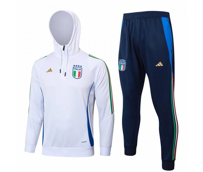 24-25 Italy Mens White Training Hooded Technical Tracksuit