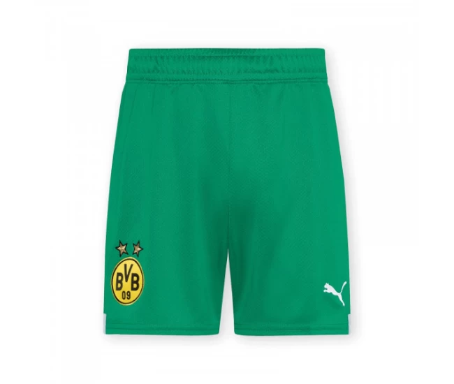 Borussia Dortmund Mens Green Goalkeeper Soccer Shorts 2022