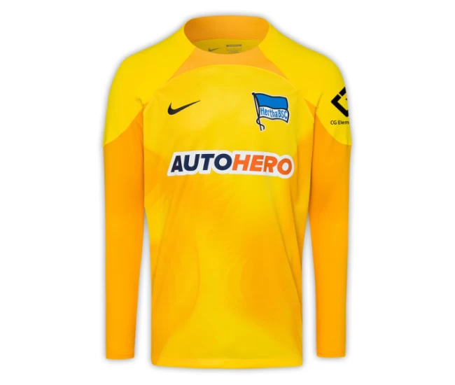 Hertha BSC Mens Yellow Goalkeeper Soccer Jersey 2022-23
