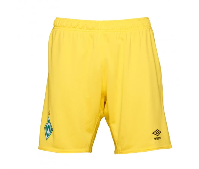 SV Werder Bremen Mens Yellow Goalkeeper Soccer Shorts 2022