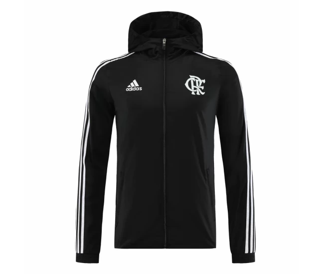 Flamengo Mens Windrunner Full Zip Hooded Soccer Jacket Black 2023