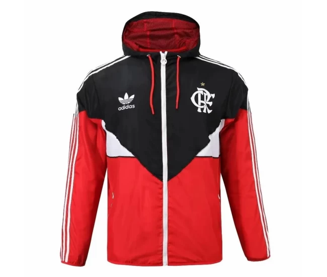 Flamengo Mens Windrunner Full Zip Hooded Soccer Jacket Red 2023