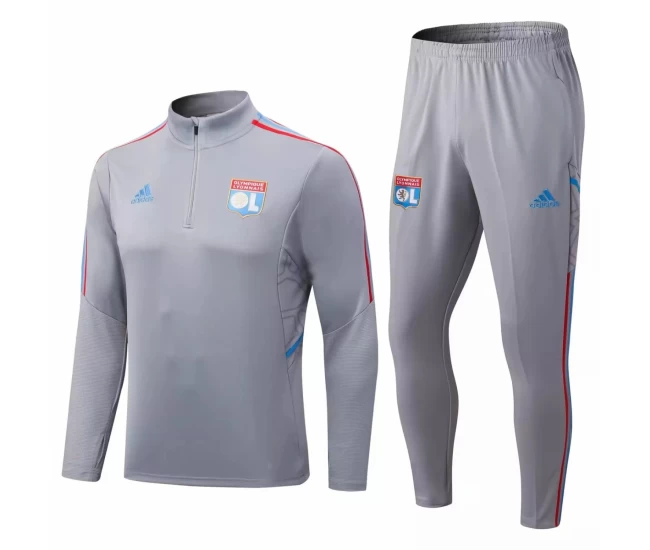 Olympique Lyonnais Mens Grey Training Technical Soccer Tracksuit 2022-23