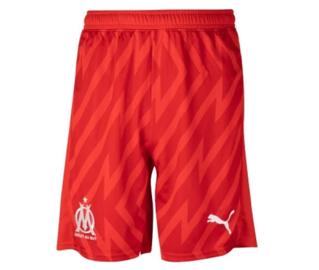 Olympique de Marseille Men's Red Goalkeeper Soccer Shorts 2023