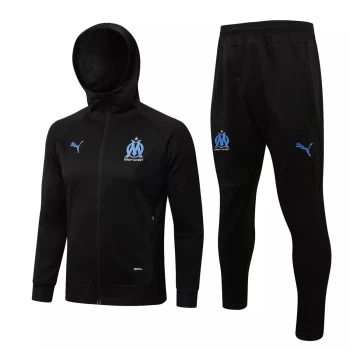 Olympique Marseille Black Hooded Presentation Soccer Tracksuit 2021-22