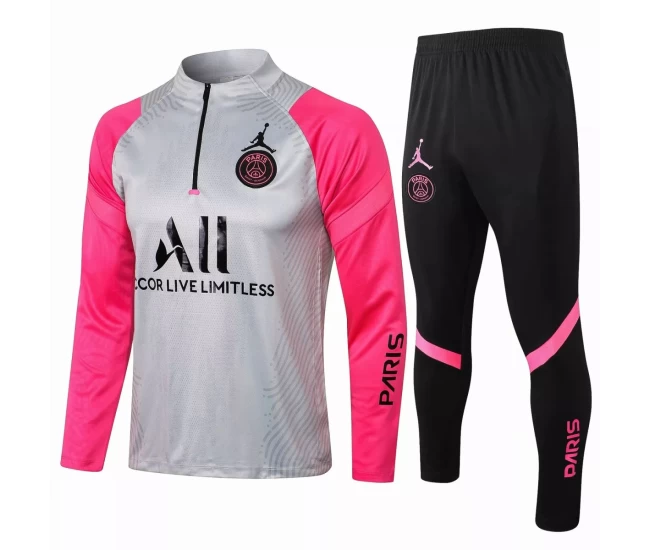 PSG Training Technical Soccer Tracksuit Grey Pink 2021 2022