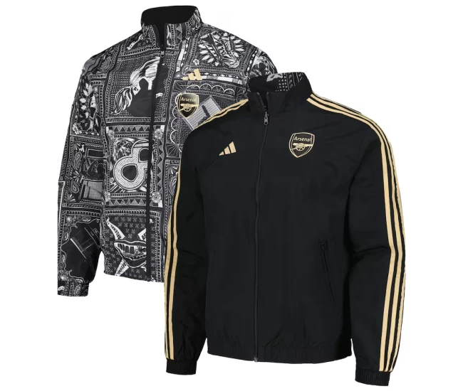 Arsenal Mens Ian Wright Anthem Reversible Full-Zip Soccer Jacket 2023