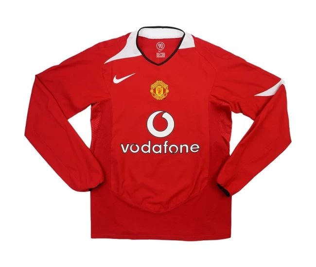 Manchester United Retro Home Long Sleeve Soccer Jersey 2004/06