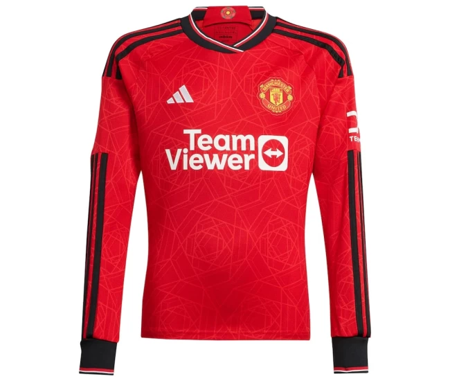 Manchester United Men's Long Sleeve Home Soccer Jersey 2023-24