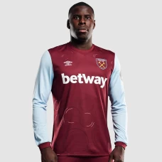 West Ham United Men's Long Sleeve Home Soccer Jersey 2023-24