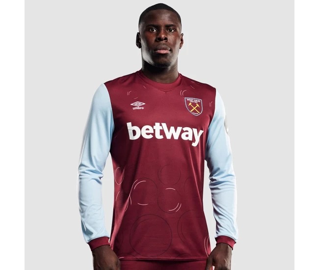 West Ham United Men's Long Sleeve Home Soccer Jersey 2023-24