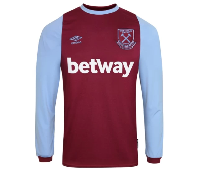 West Ham United Home Long Sleeve Soccer Jersey 2020 2021