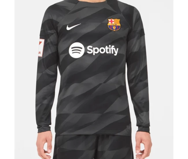 FC Barcelona Mens Black Goalkeeper Soccer Jersey 2023-24