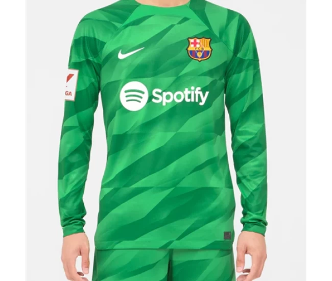 FC Barcelona Mens Green Goalkeeper Soccer Jersey 2023-24