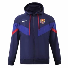 FC Barcelona Mens AWF Raglan Hoodie Soccer Jacket Blue 2023