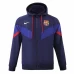 FC Barcelona Mens AWF Raglan Hoodie Soccer Jacket Blue 2023